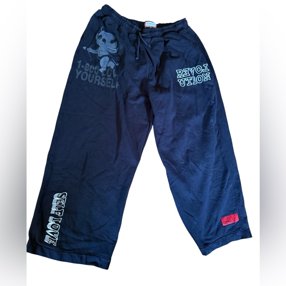 Chnge cartoon devil‎ graphic print love yourself black sweatpants